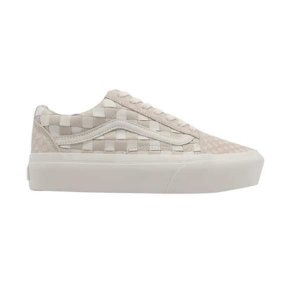 Vans Old Skool Platform 'Woven’ - Beige/White Checker Men’s Size 7 Women’s 8.5 - Picture 1 of 11